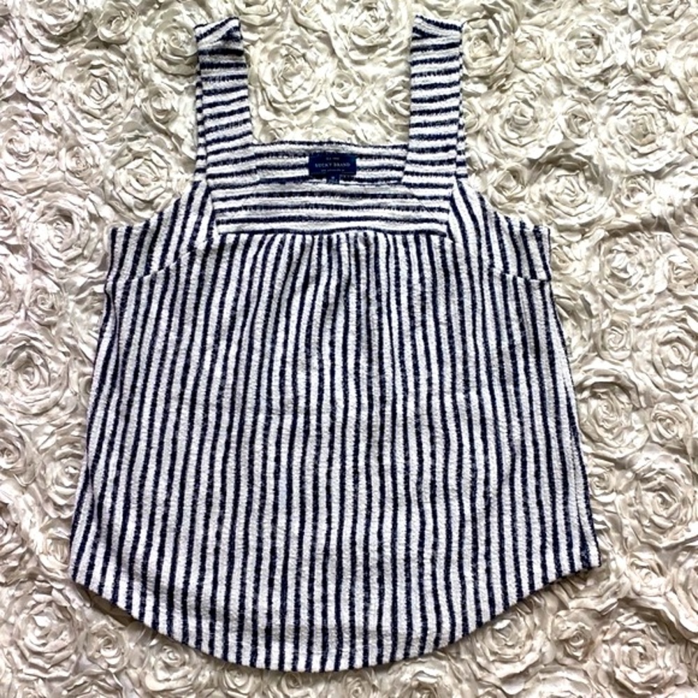 . Lucky Brand blue and white striped tank top size medium